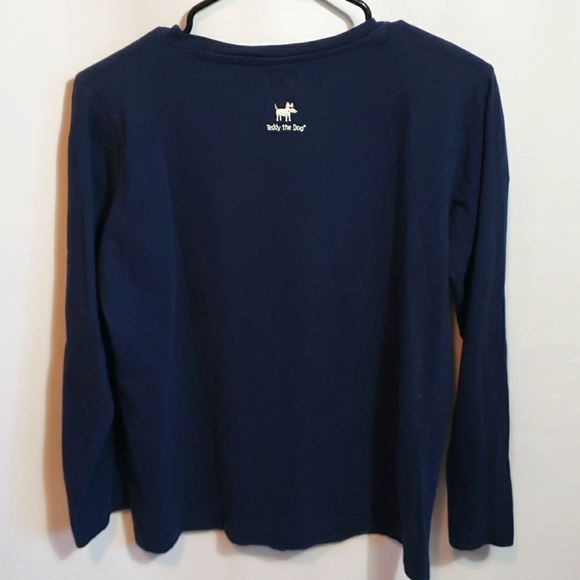 TEDDY THE DOG Running Dog Mountains LS Tee Size Large in Navy Good Condition - Picture 3 of 7